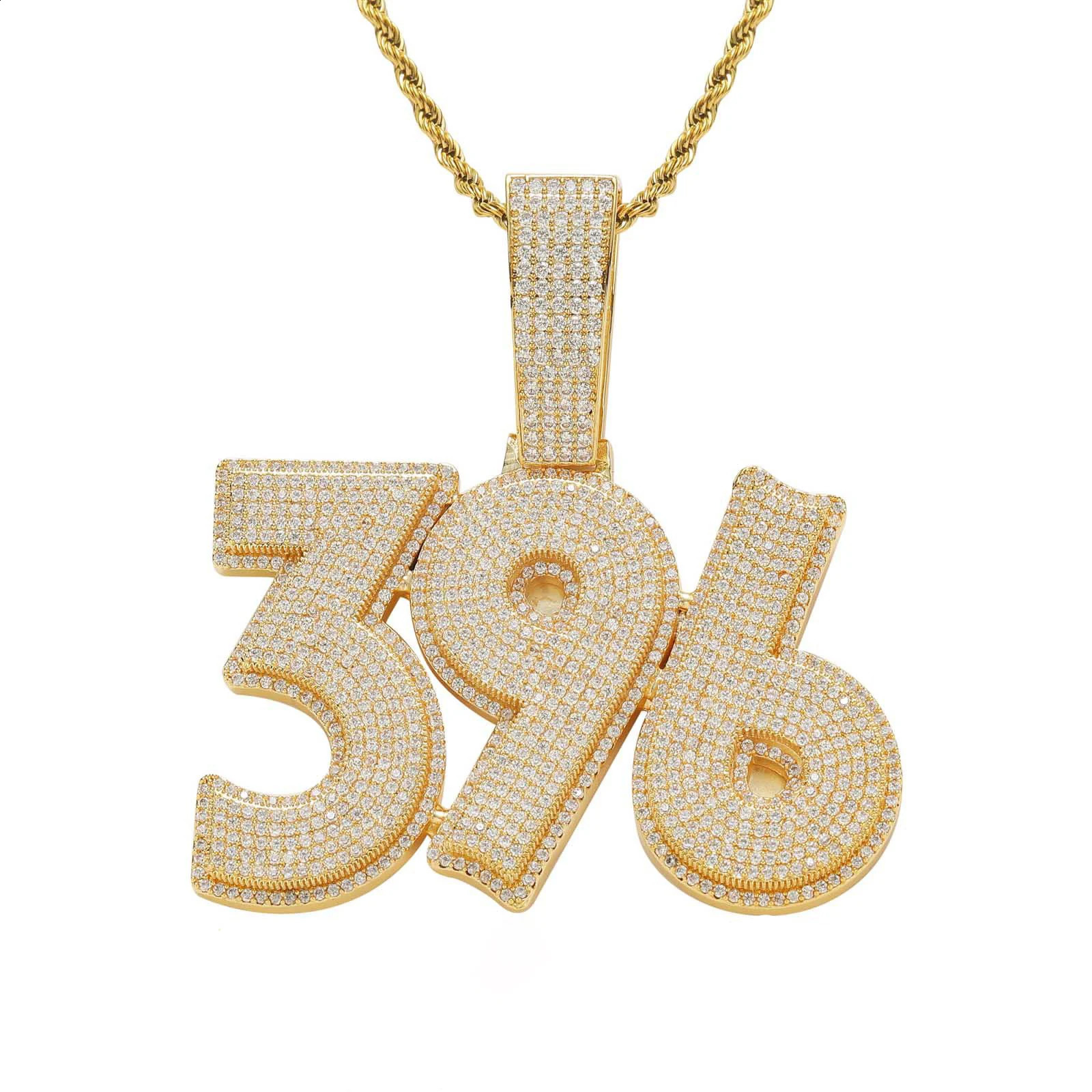Hip Hop Custom Letters Numbers Pendant Micro Pave Zircon Double Layer Personalized Name Necklace Men Customized Jewelry 241226