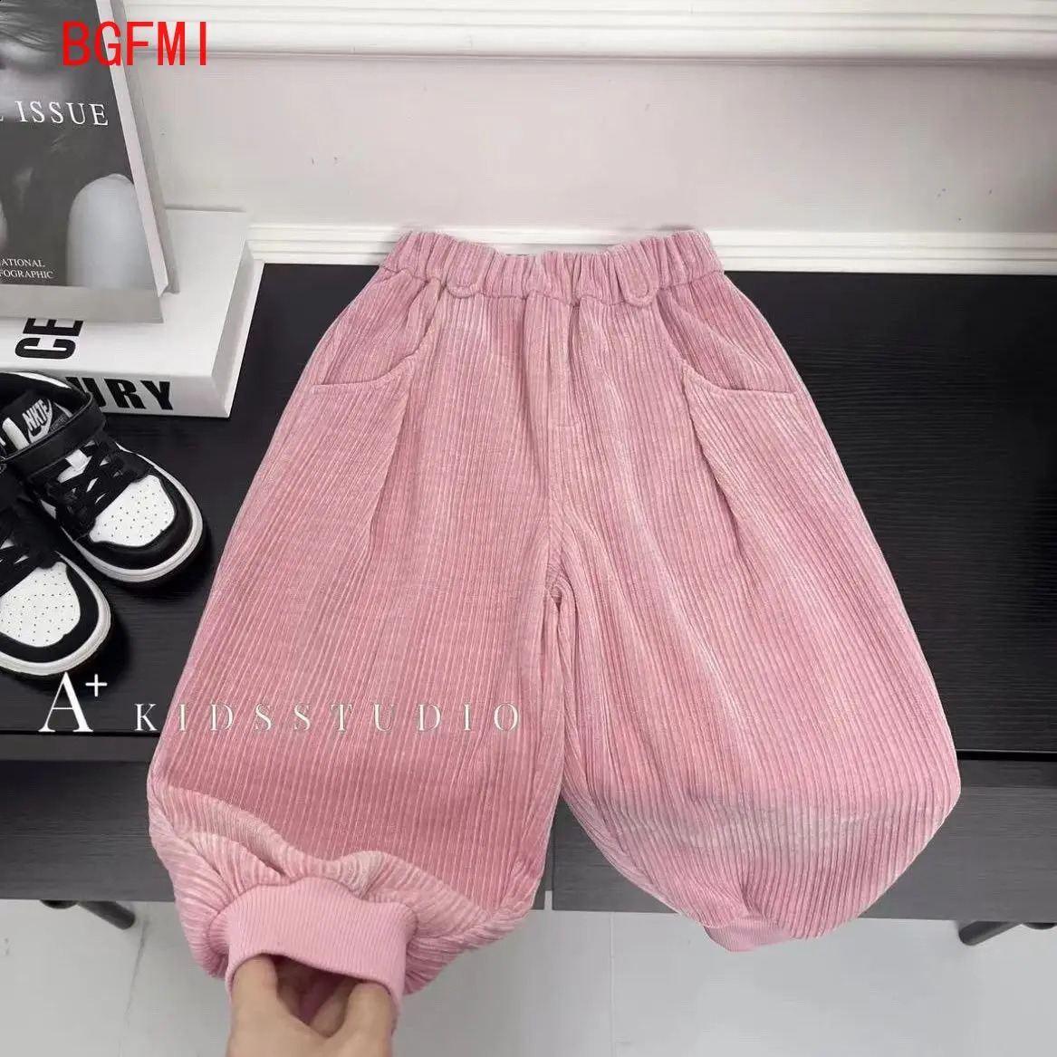 Childrens Set Baby Boys Casual Spring Autumn Fashion Girl Corduroy Pink Long Sleeved Jacket Pants 2pcs Outfits 241225