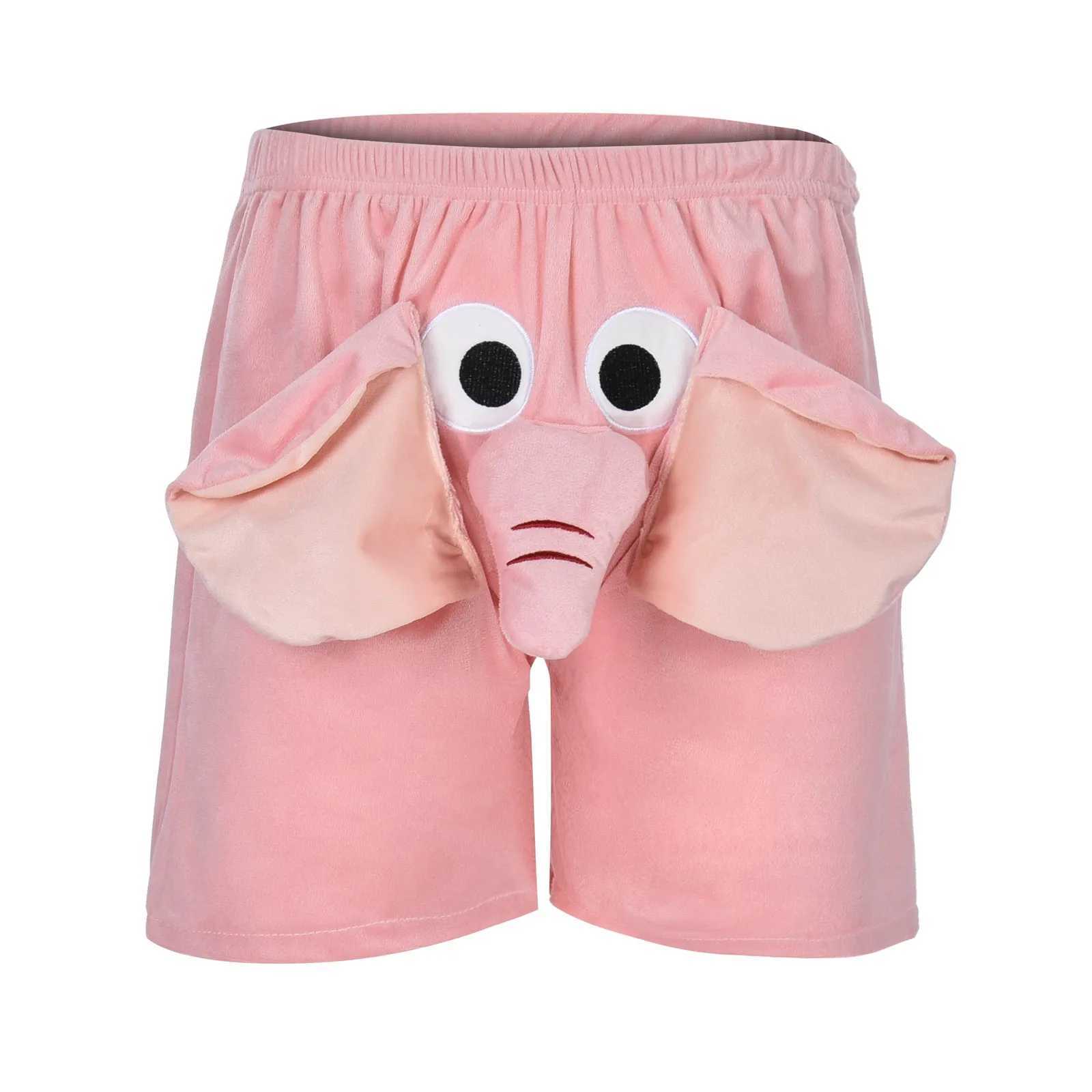 Elephant boxer mens shorts interesting novel shorts elastic waist humorous underwear mens shorts blue pink daily clothing shorts W241226