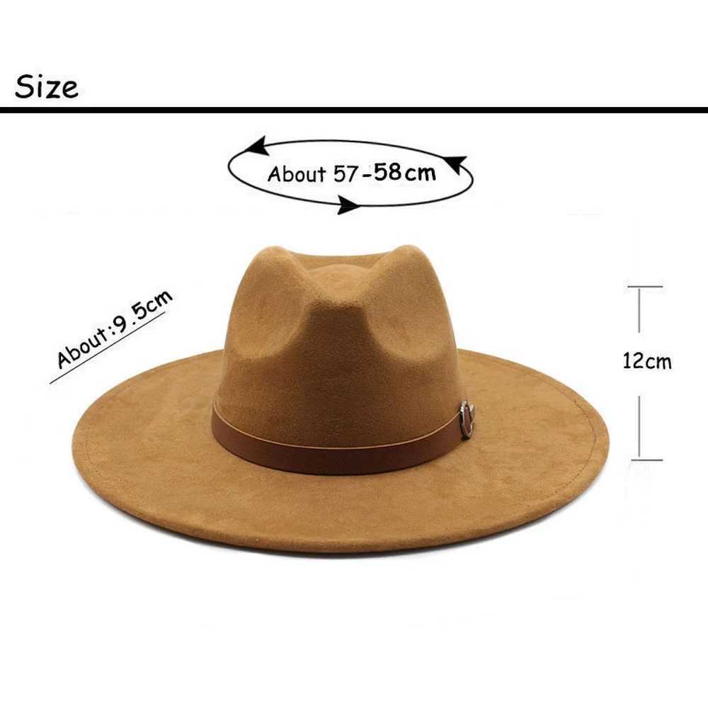 Autumn and winter neutral denim hat plain weave Fedoras suede 57-58cm jazz style retro imitation leather Strs 2023 new NZ0090 W241225