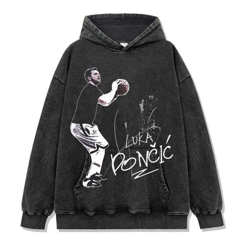 LukaDoncic printed short T-shirt, long sleeved round neck hooded sweatshirt, American style