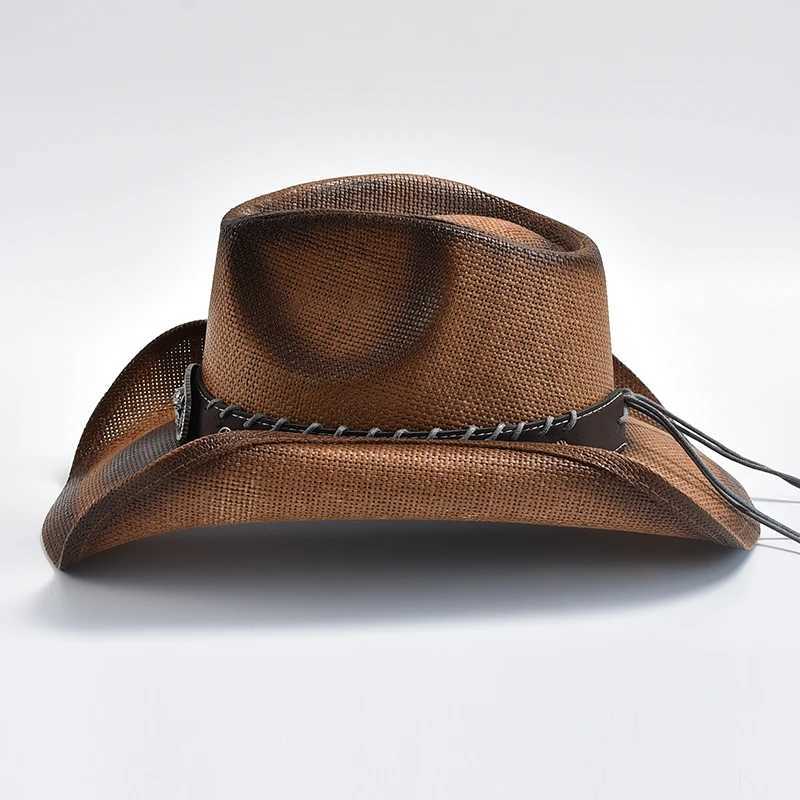 New mens and womens retro western cowboy hat hand woven beach sun hat gentlemans cowboy jazz hat W241225