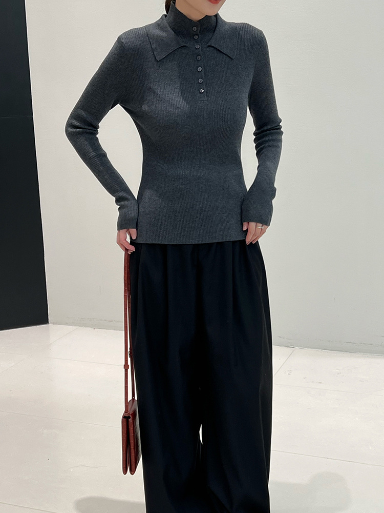 SP305 Women's Wool Blend Pleated Pullover with Soft Half Turtleneck