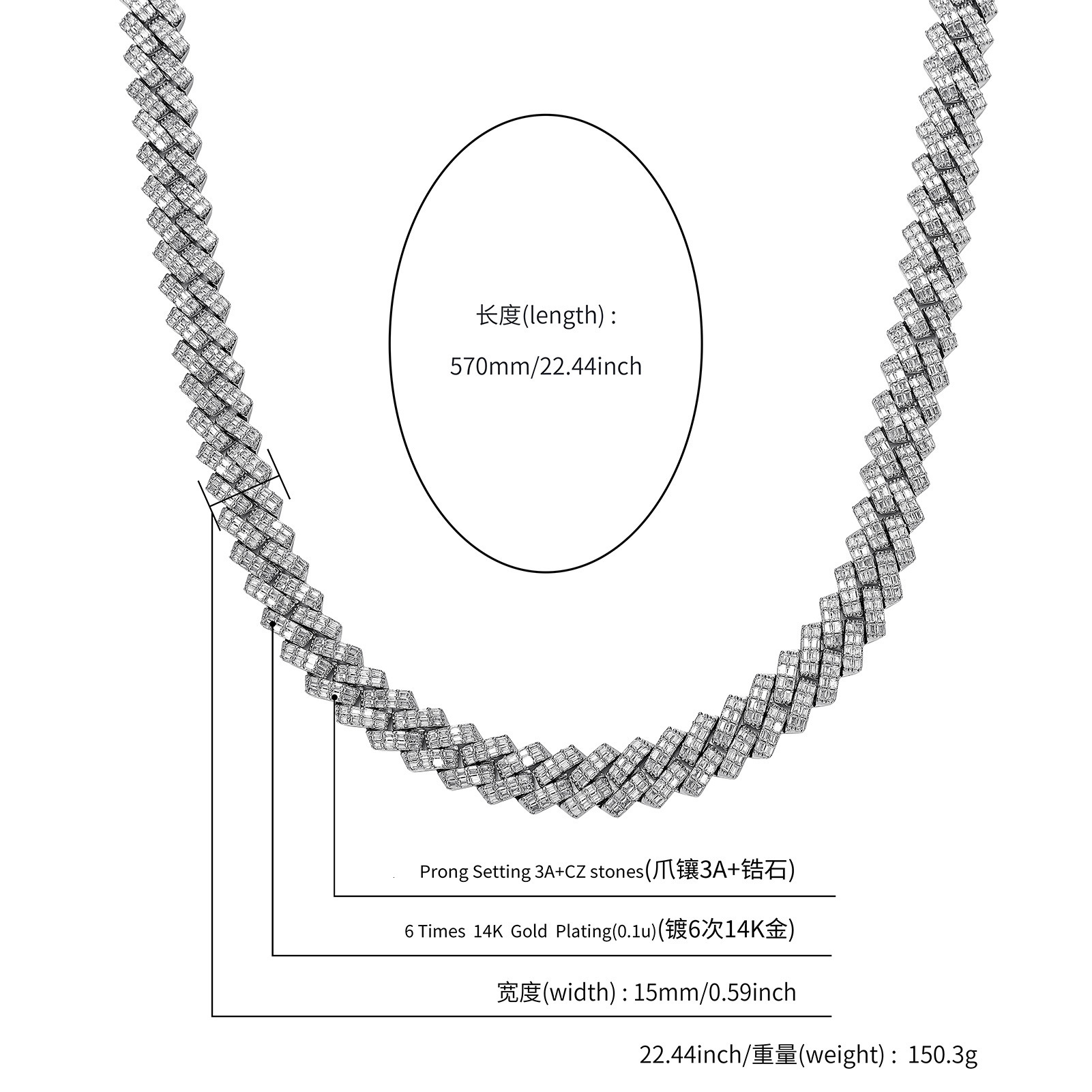 15mm Full Iced Out Diamond Cuban Chain Bracelet Hip Hop Fashion Mens14k Gold Curb Chain Neck Jewelry Golden Miami Rapper Gifts Bijoux Pulsera Hombre C