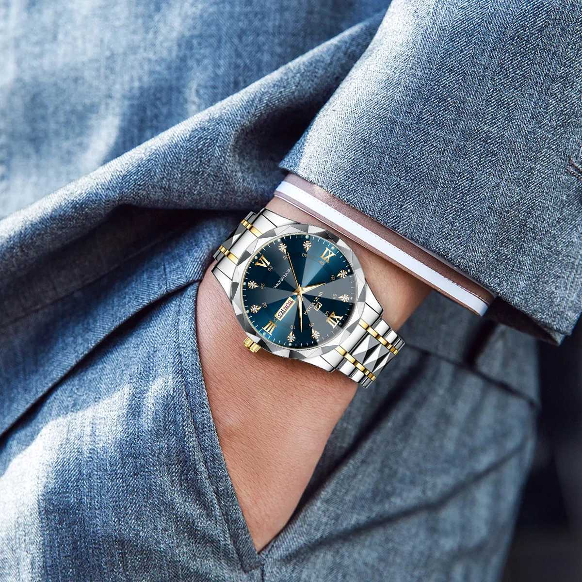 New Arrival VA VOOM Fashion Mens Watches Waterproof Weekly Calendar Stainless Steel Business Night Light Top Brand Quartz Watch For Men Z241226