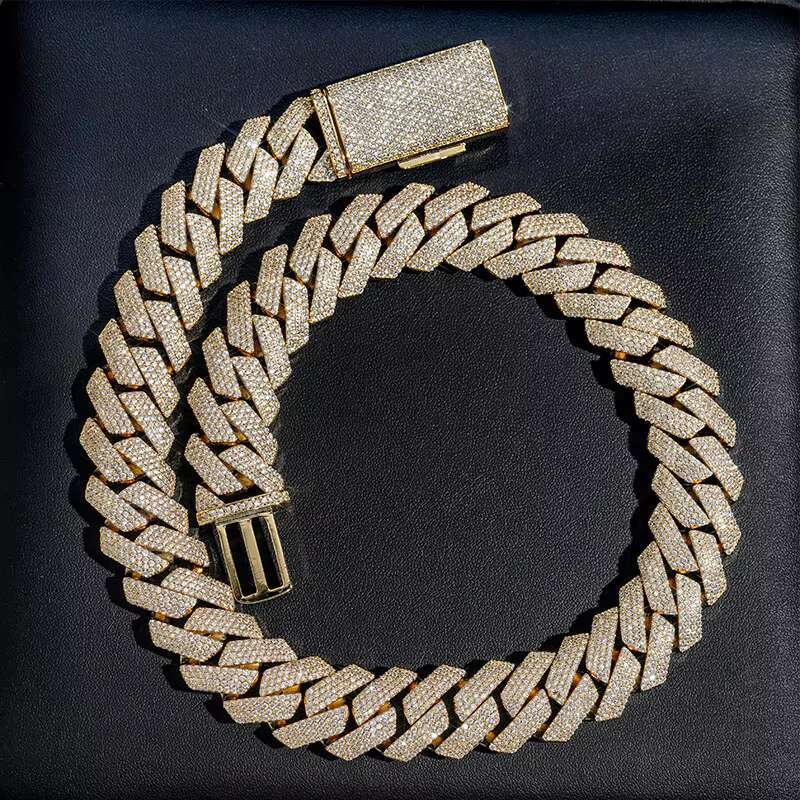 New Arrive 15Mm/20Mm Iced Out Hip Hop Jewelry 20Mm 4 Rows Moissanite S Sier Cuban K Chain Necklaces