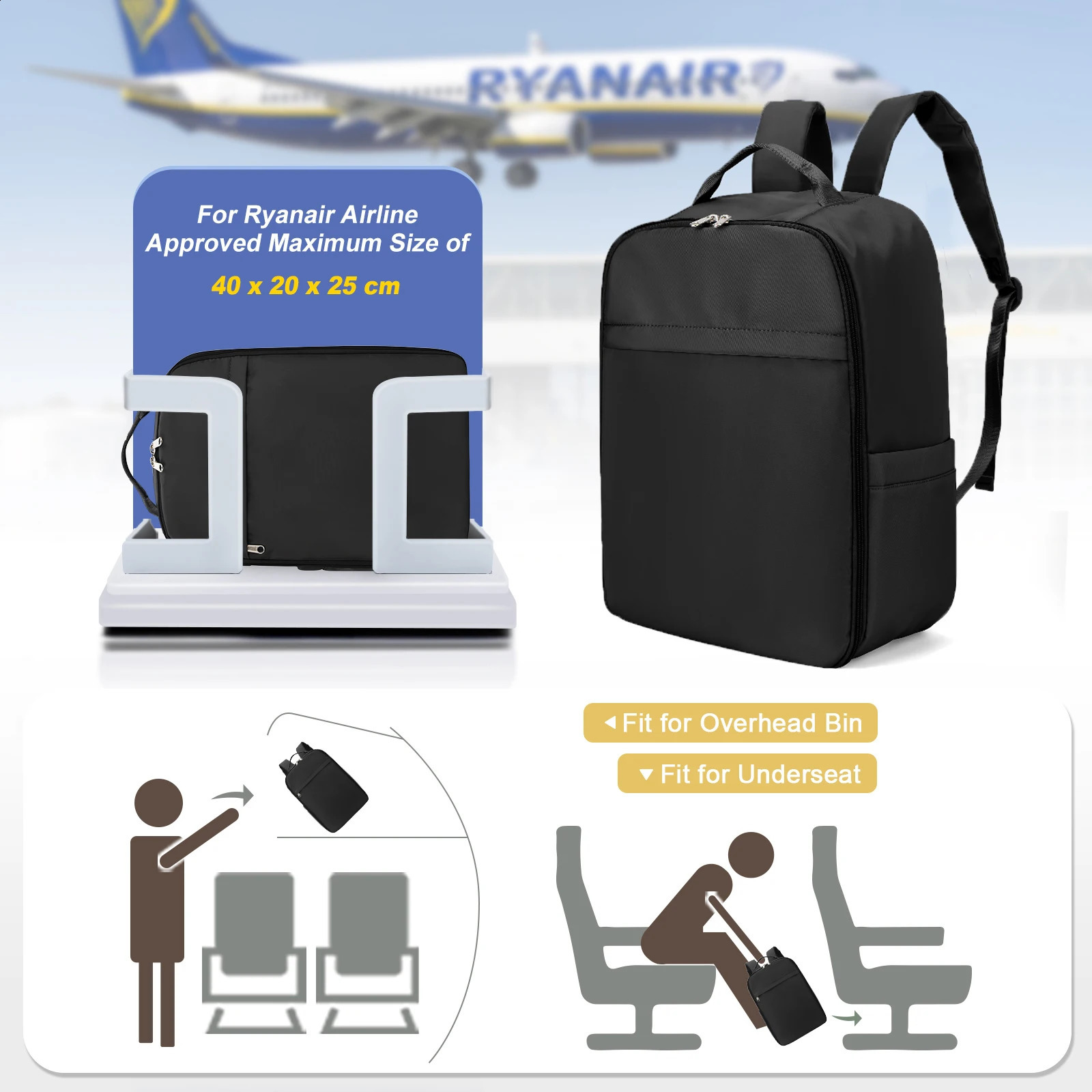 Ryanair Backpack 40x20x25 Cabin Bag Hand Luggage Travel Backpack for Easyjet Cabin Bag 45x36x20 Laptop Backpack for Women/Men 241226