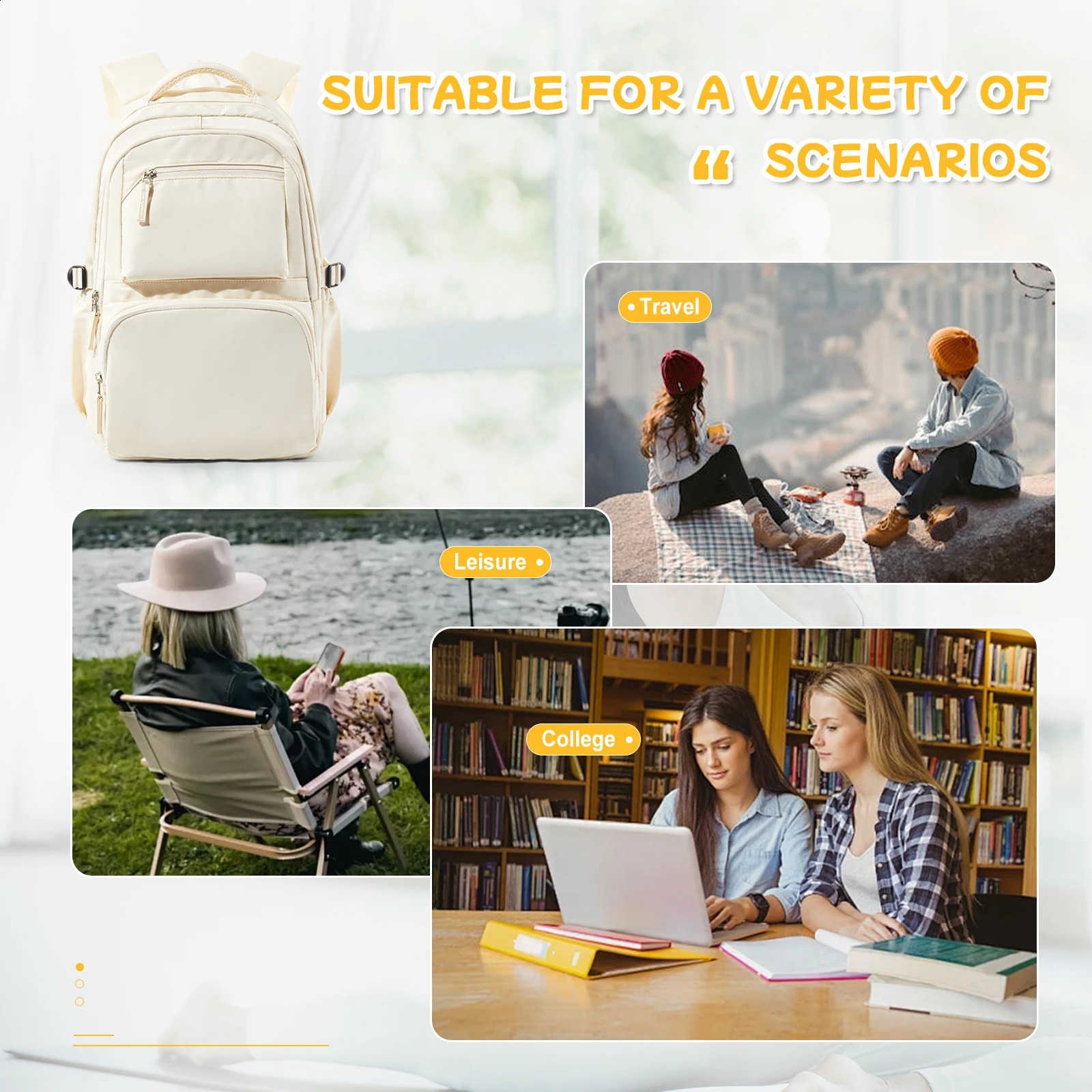 Lightweight Travel Backpack for WomenBusiness Anti Theft 15.6 inch Laptop BackpackWater Resistant College School Computer Bags 241226