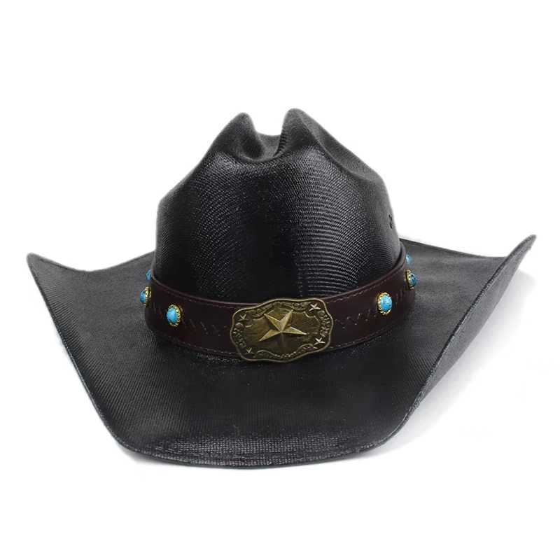 Cowboy hat Breathable Hanoven Hard Neutral Sun Hat Str Cowboy Hat Wide Brimmed Cowboy Hat Sombrero Vaquero W241225