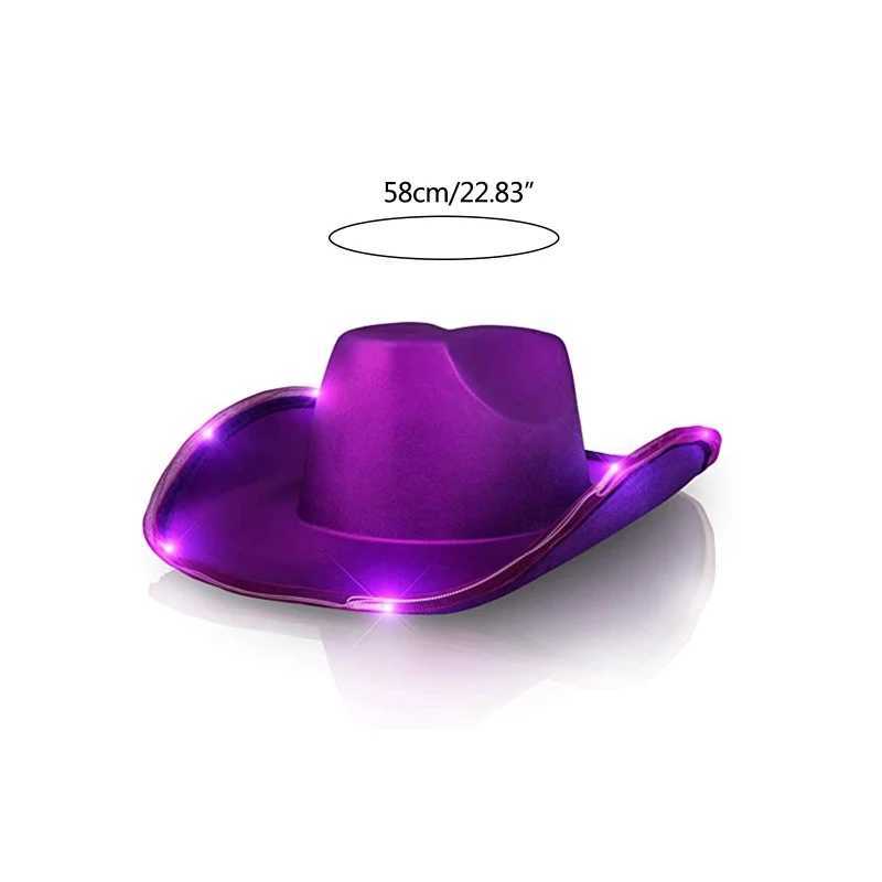 Retro Fedora Hat Womens Felt Cowboy Hat LED Light Brim Western Style Hat W241225