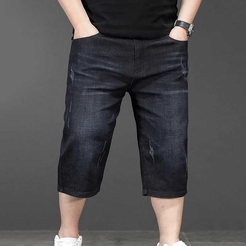Summer New Product Added Expanded Size Denim Shorts Mens Denim Shorts Trendy Cropped Jeans Dropship New W241226