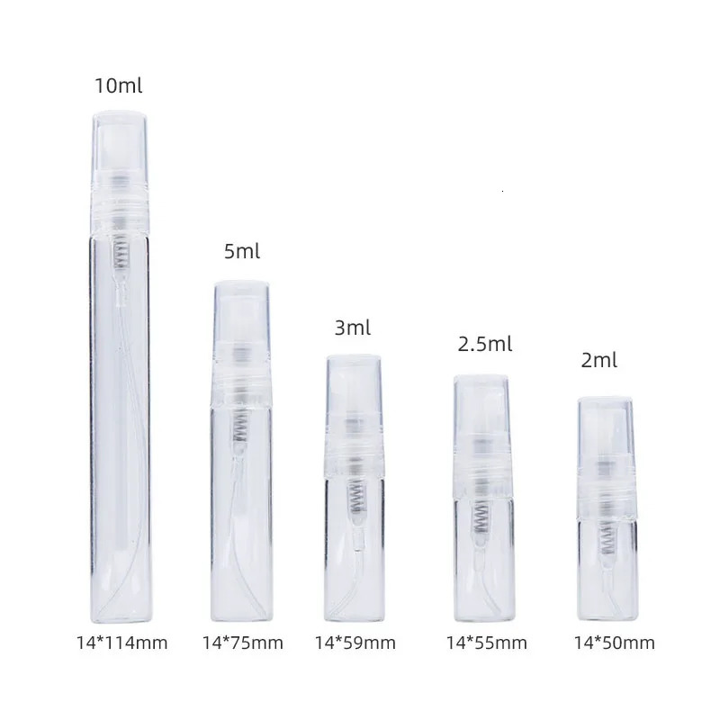 100PCS/LOT Clear Brown Glass Perfume Spray Bottle Sample Sack Tube 241225