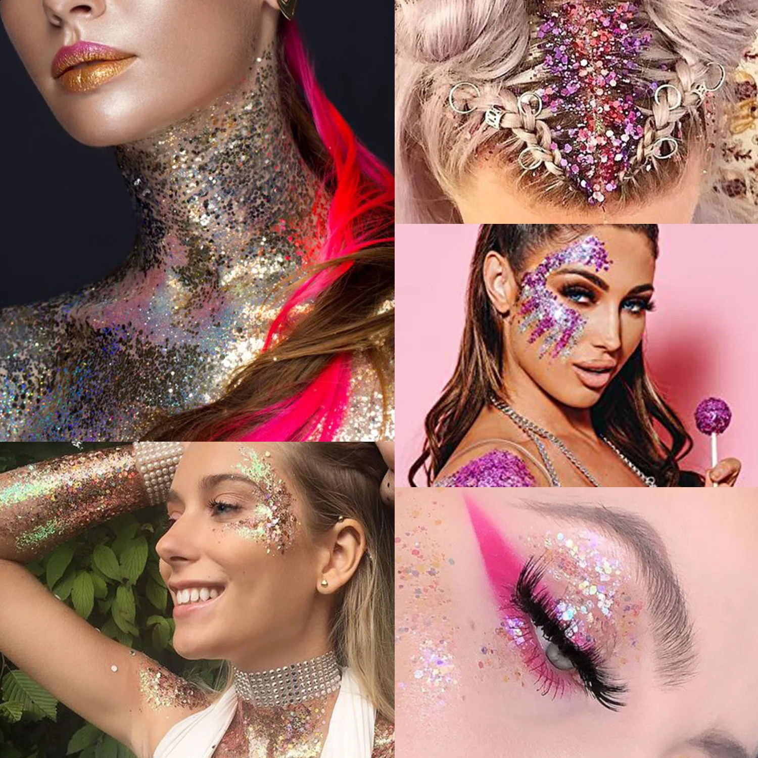 24 Colors Chunky Glitter Face Body Gel Sequin Eyeshadow Palette Lips Nails Hairs Makeup Shimmer Body Glitter Primer Gel 241226