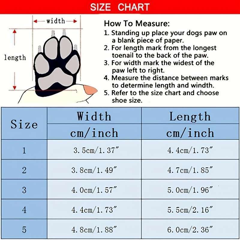 4pcs/Sets Puppy Winter Snow Pet Slip-resistant Waterproof Casual Dog Shoes Paw Protector With Anti-Slip Sole Dogs Boots