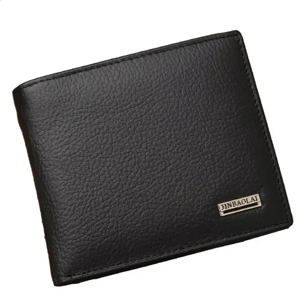 Genuine Leather Mens Wallet Premium Product Real Cowhide Wallets For Man Short Black Walet Portefeuille Homme Short Purses 241224