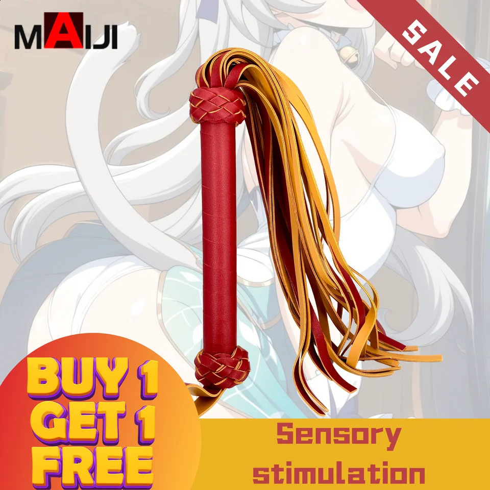 Fetish 3 Color PU Leather Whip Flogger Handle Spanking Paddle Knout Flirt SM Adult Game Erotic Sex Toys for Women 241226