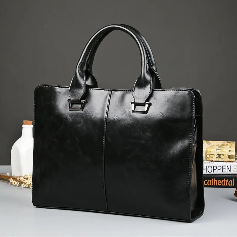 Laptop Briefcases for Men Bags Business Messenger Bag Vintage Crazy Horse Artificial Leather Handbag Casual Shoulder Bags Man 241225