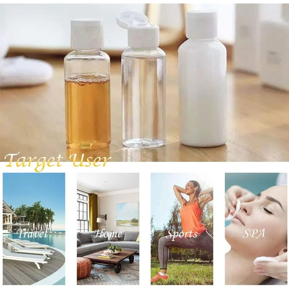 50pcs 5-100ml Plastic Empty Bottles with Flip Cap Refillable Travel Leak Proof Containers for Shampoo Liquid Body Soap Lotion 241225