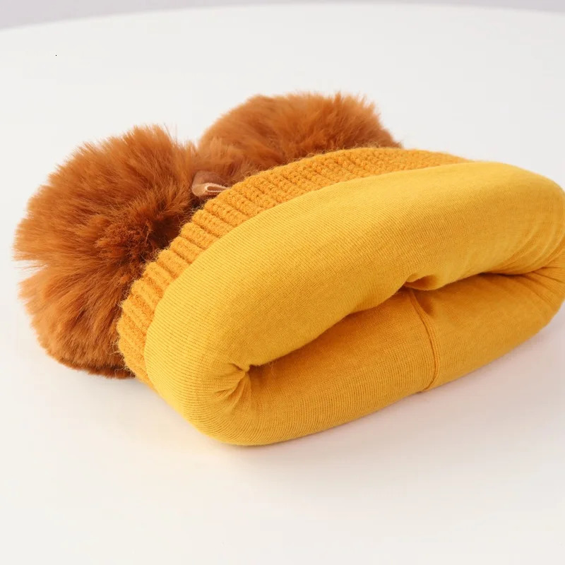 Pompom Baby Winter Hat for Girls Beanie Warm Bow Kids Cap Fur Ball Girl Thicken Snow Children Knitted Hats 636M 241225