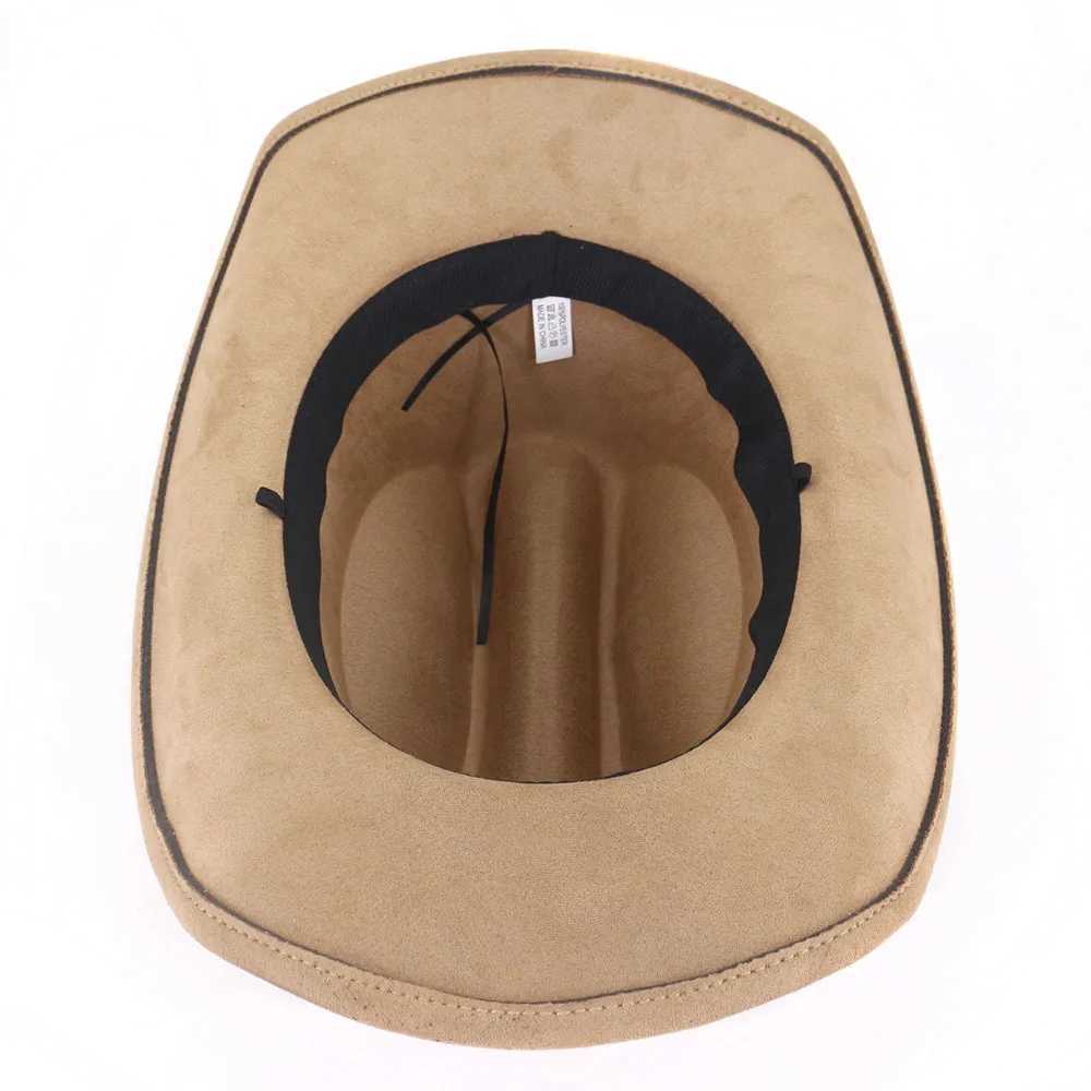 Suede Western Cowboy Hat Mens Retro Mens Jazz Cowboy Hat Panama Sun C Wide Brown Cloche Church Fedora Hat W241225