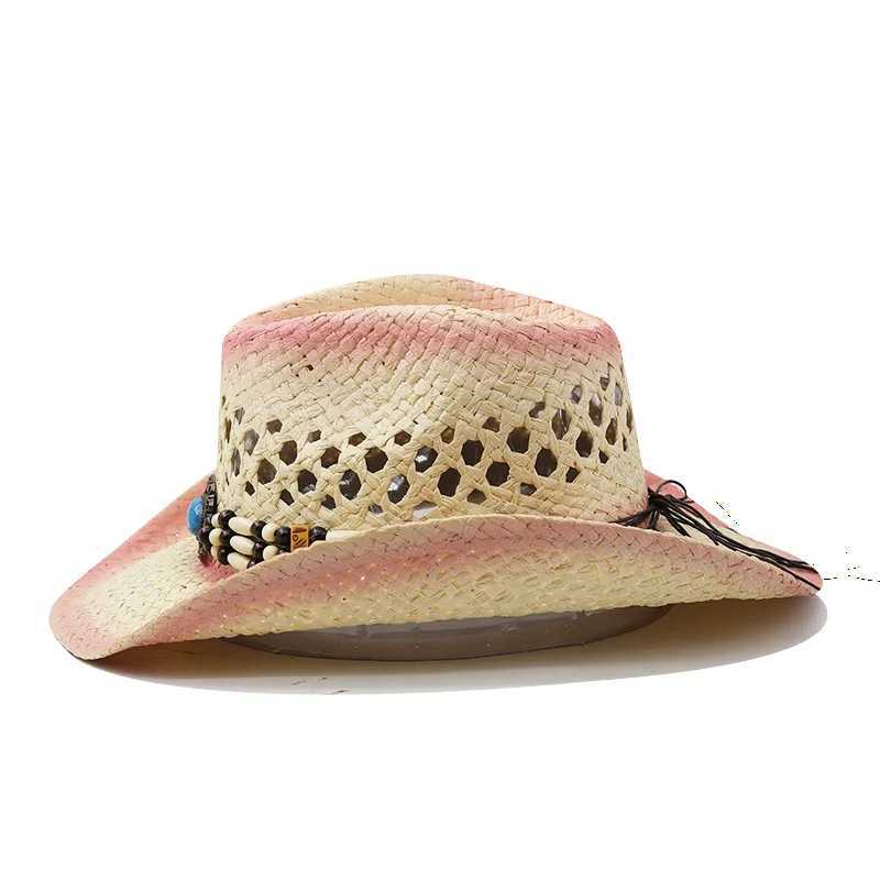 Western cowboy riding Str hat spray painted womens jazz top hat outdoor wide Brim travel performance Sunshade sun hat W241225