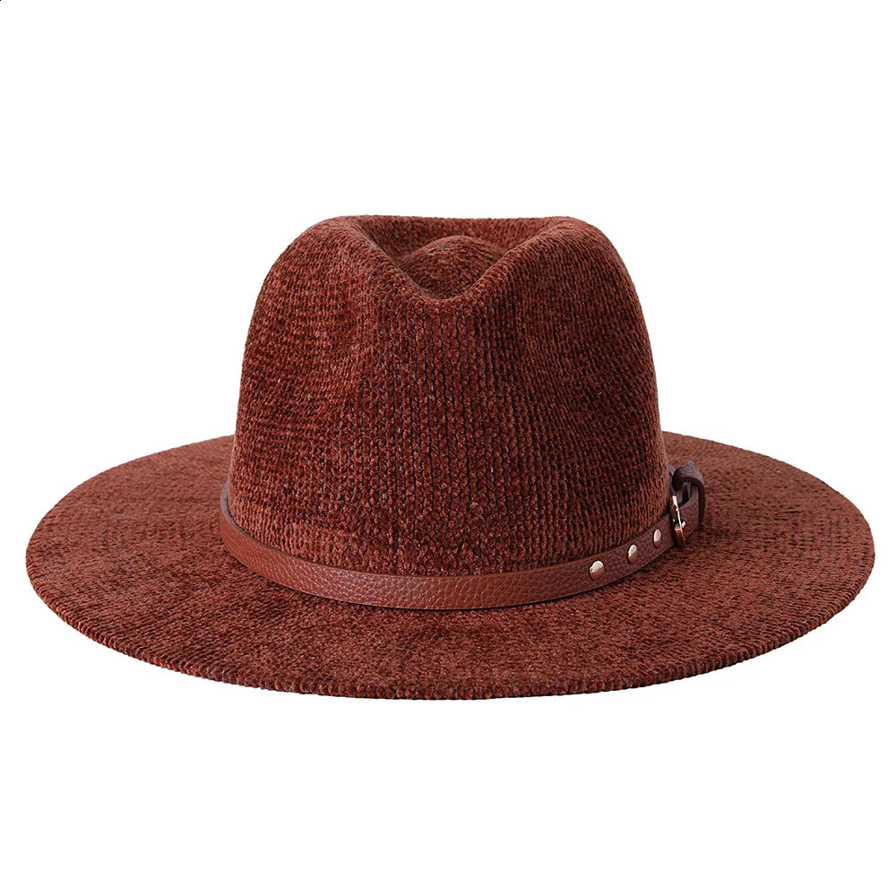 Knitted Fedora Hat Pure Color Chenille Material Jazz Hat Fedora Hat Felt Hat Natural Color Jazz Winter Hat 241226