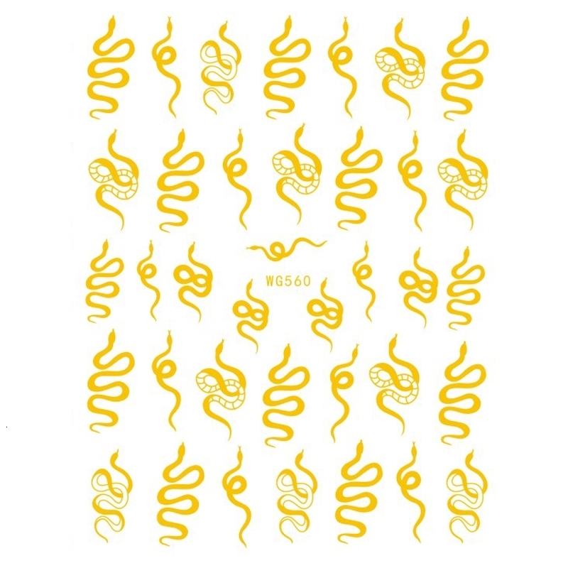 10PCS/Package Rainbow Golden Snake Dragon Nail Art Sticker DIY Bronzing 3D Love Nail Art Applique Nail Supplies 241225