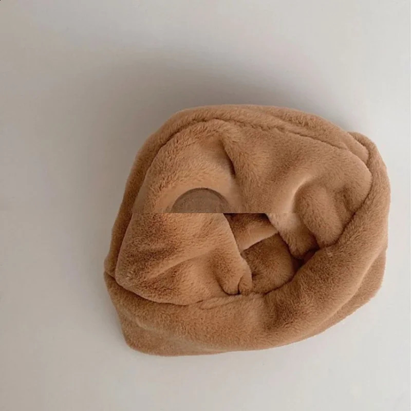 Winter Baby Hat OnePiece Faux Fur Kids Hooded Scarf Bear Ears Warm Neck Ear Cap for Girls Boys Windproof Beanies Infant 241225