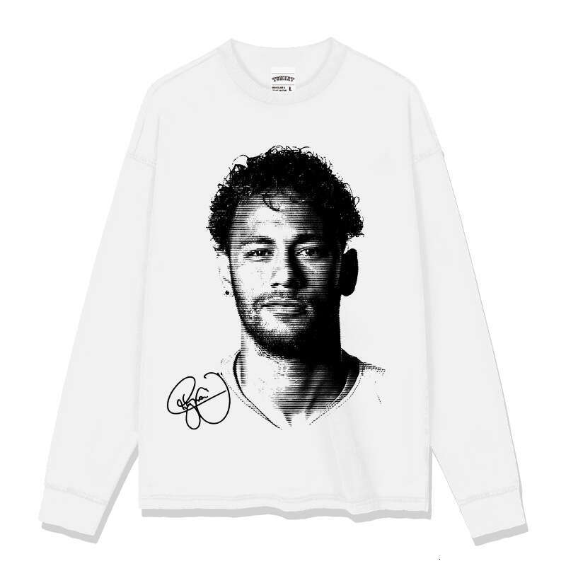 American Neymar printed short long sleeved trendy brand versatile round neck casual T-shirt for men