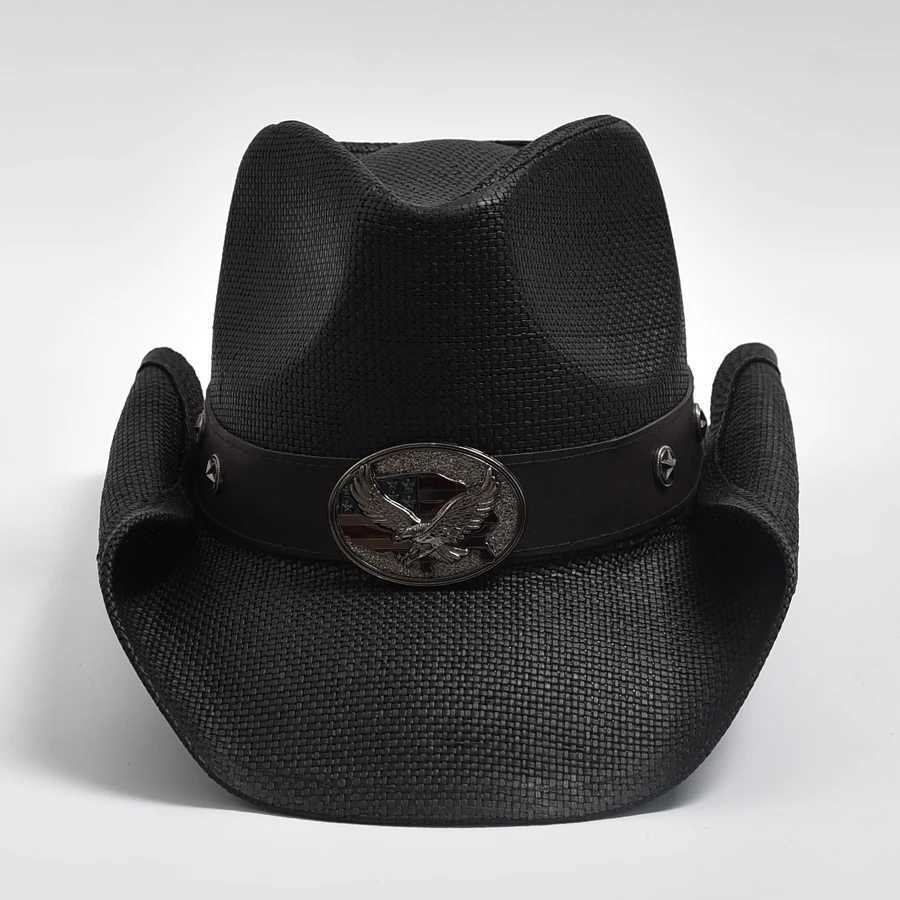 Mens Retro Western Cowboy Hat Hand Woven Beach Sun Hat Mens Cowboy Hat Jazz Hat Sombrero Hombre W241225