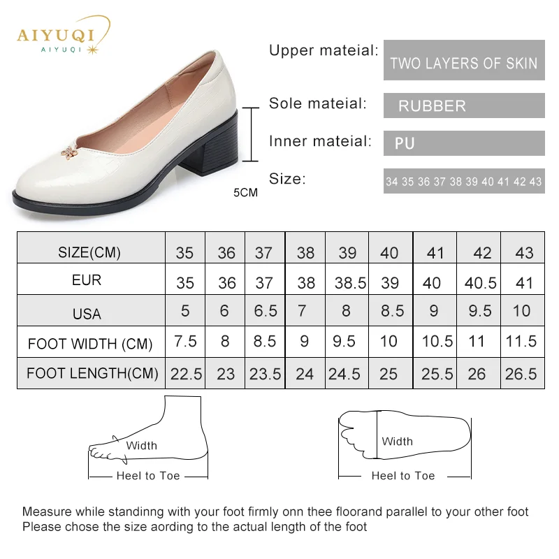 AIYUQI Women Shoes Mid-heel Spring Formal Dress Ladies Shoes Genuine Leather Large Size Women's Work Shoes