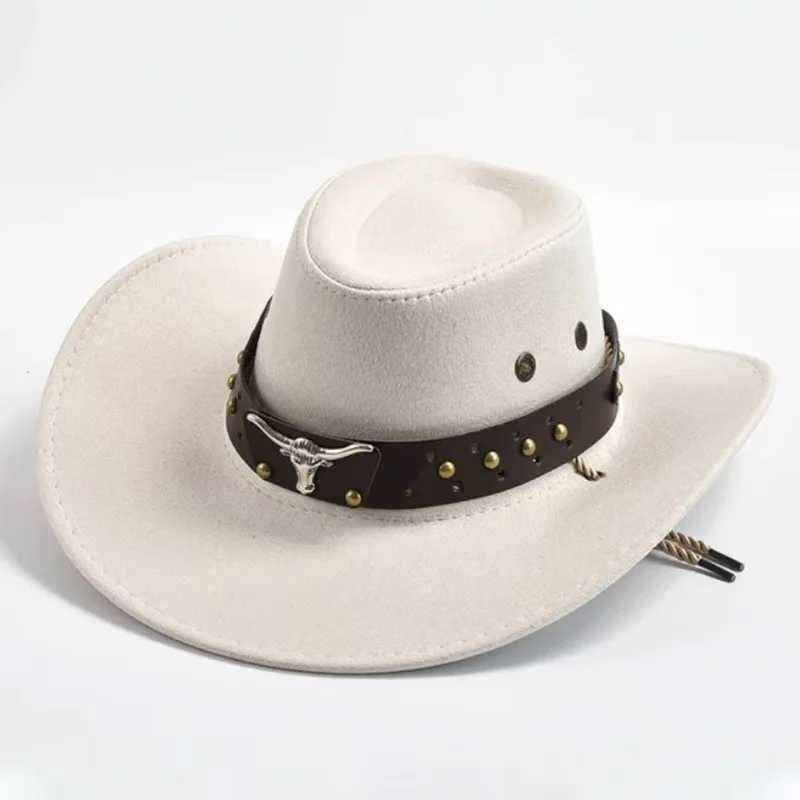 Artificial suede western cowboy hat retro big edge gentleman cowboy girl jazz hat holiday party role-playing hat W241225