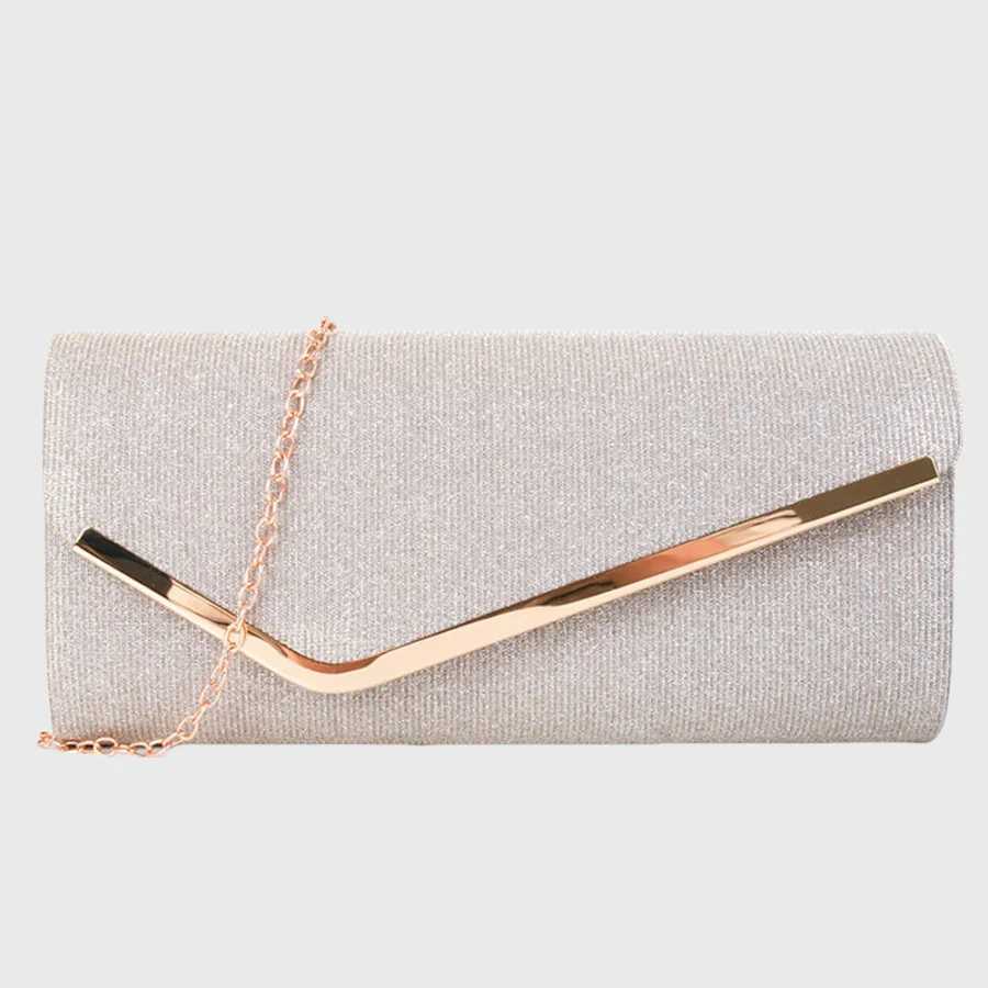 High Quality Fashion womens evening bag metal chain cross body bag clamshell dress shoulder bag versatile clutch T241225
