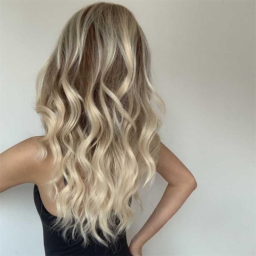 Synthetic Wigs Easihair Ombre Blonde with Highlight Lace Front Wig Long Wavy Natural Synthetic for Women Cosplay Heat Resistant 230227 Hair Wigs