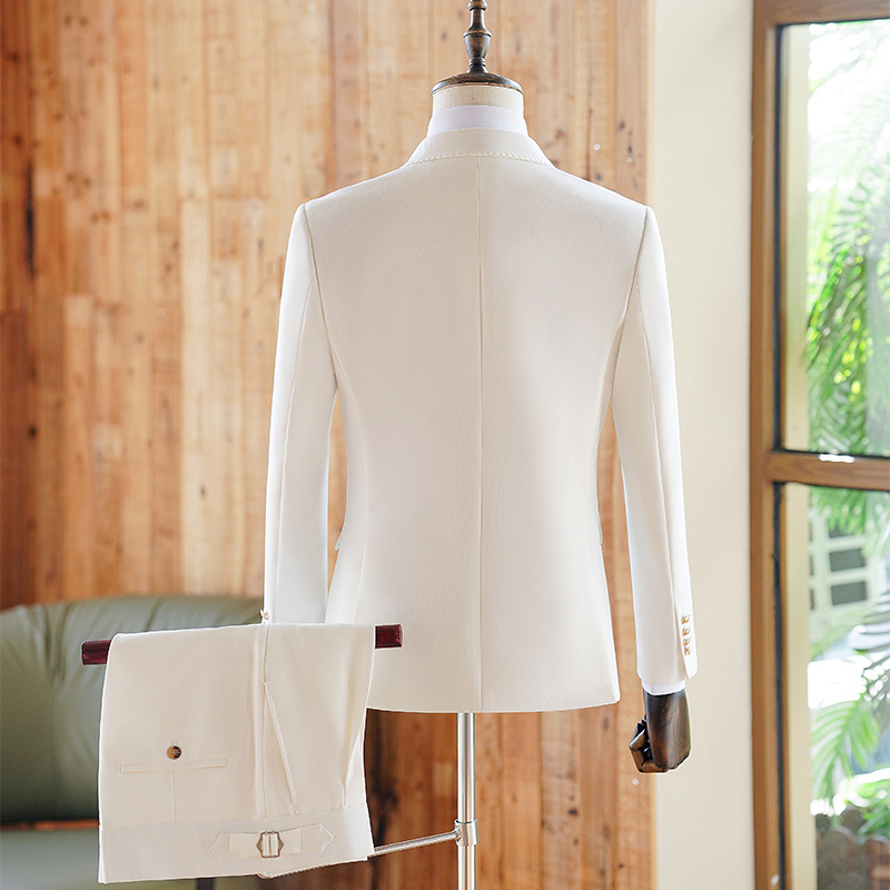 B1125Light luxury suit for men double breasted business suit white dress for groom