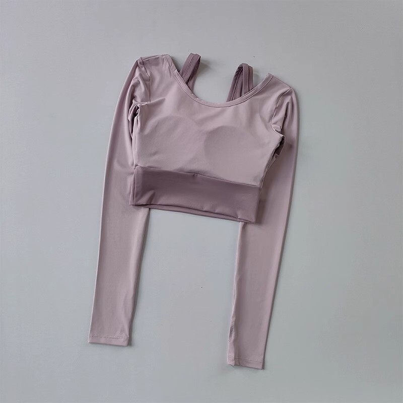 Women's Shirts Long Sleeve Running T-Shirt Workout Fiess Gym Top Pads Slim Fit Sports Training Yoga Crop Tops