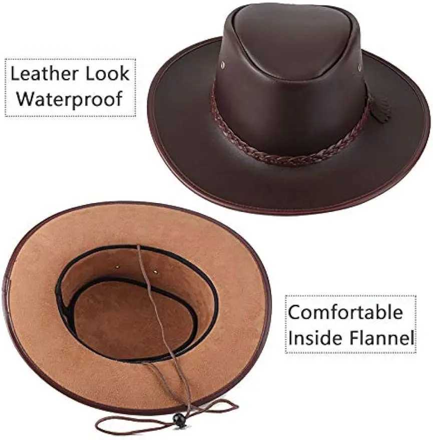 Mens and womens denim hats Western leather exterior wide Brim Rain C W241225