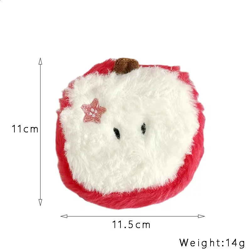 Kawaii Cartoon Mini Apple Plush Zero Wallet Cute Plush Coin Wallet Key Storage Bag Holiday Party Gifts 241224