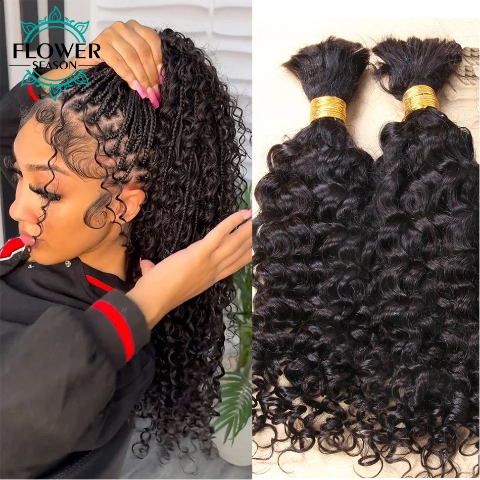For Braiding Wholesale Burmese Boho Braids Human Extensions No Weft Double Drawn Curly Hair Bulk 3Bundles 241226