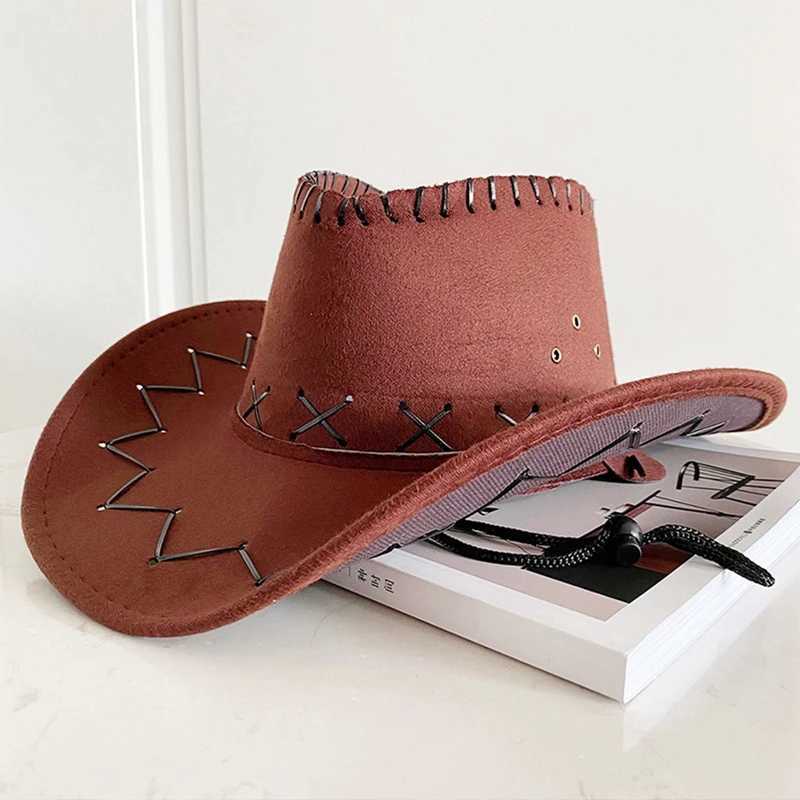 Womens Felt Fedora Cs Western Suede Jazz Hat Cowboy Fashion Panama Hat Riding Club Beach Sun Hat Cheau W241225