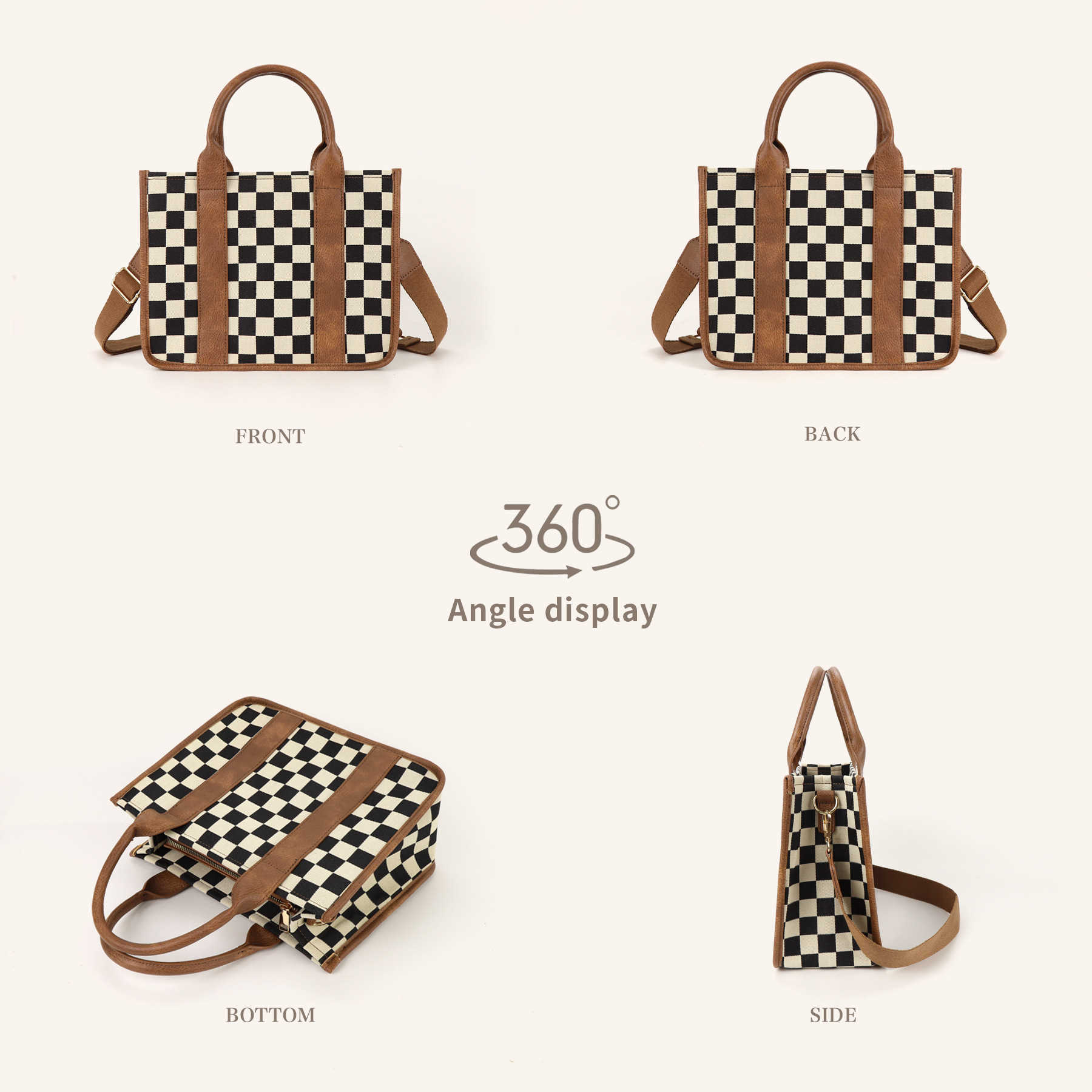 Ladies' canvas single shoulder crossbody bag, casual versatile handbag, travel plaid tote bag with shoulder strap 241215