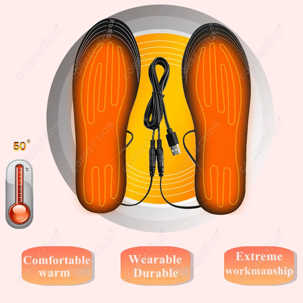 USB Heated Shoe Insoles Electric Foot Warming Pad Feet Warmer Sock Pad Mat Winter Outdoor Sports Heating Insole Winter Warm 241226