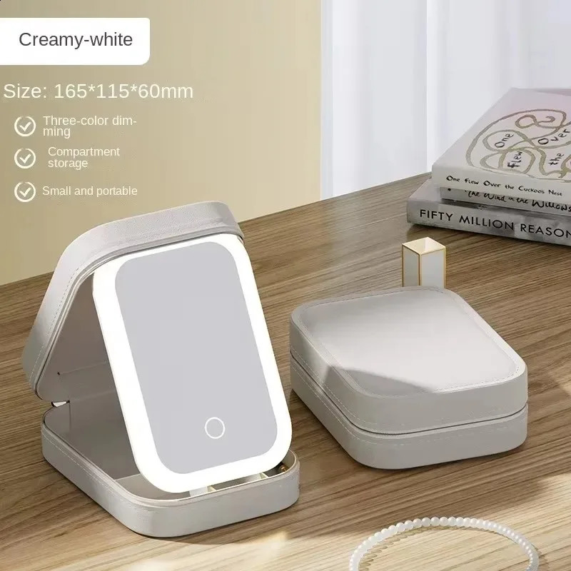 Smart LED Cosmetic Case With Mirror Travel Makeup Bag Small cute Female Beautician Skincare Product Makeup Case For Women 241226