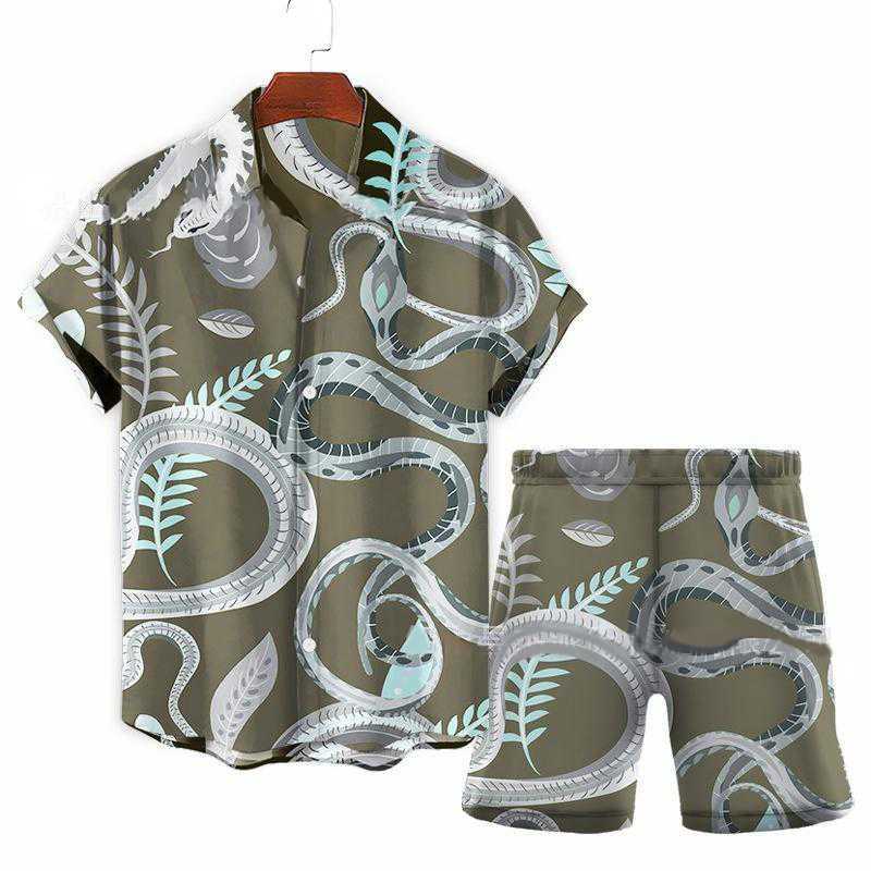 Cartoon dinosaur pajamas spring animal prints casual loose oversized pajamas set mens long sleeved daytime patterned pajamasW240719