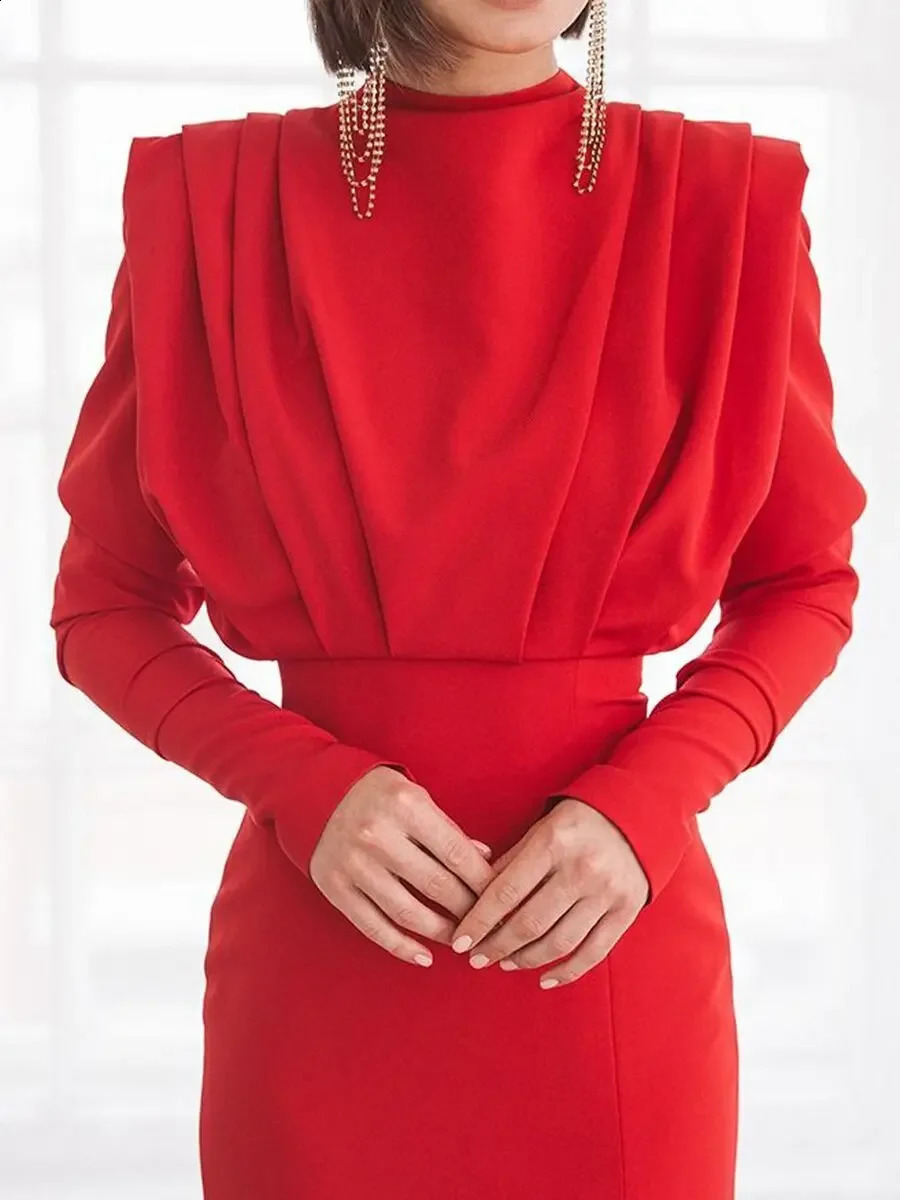 Spring Summer Muslim Drsss Women Half High Collar Slit Dresses for Women Casual Long Sleeve Solid Long Abaya Party Evening Dress 241217