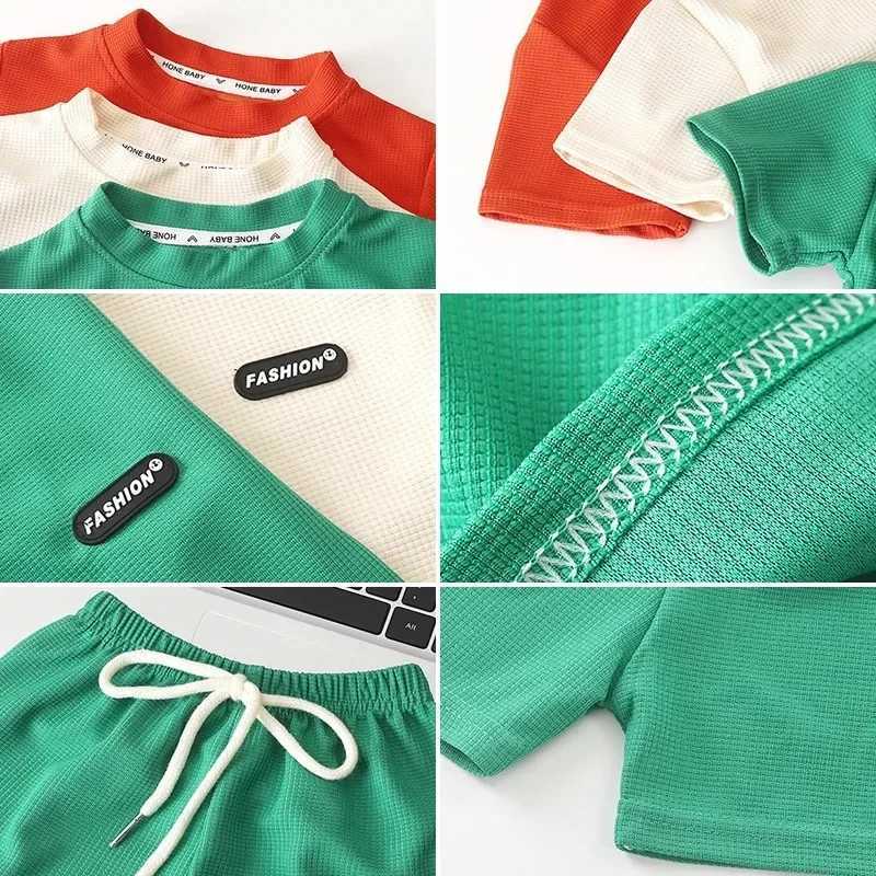 Clothing Sets Summer childrens boy and girl clothing set childrens cartoon T-shirt shorts 2 pieces/set childrens casual sportswearY2412250SOO