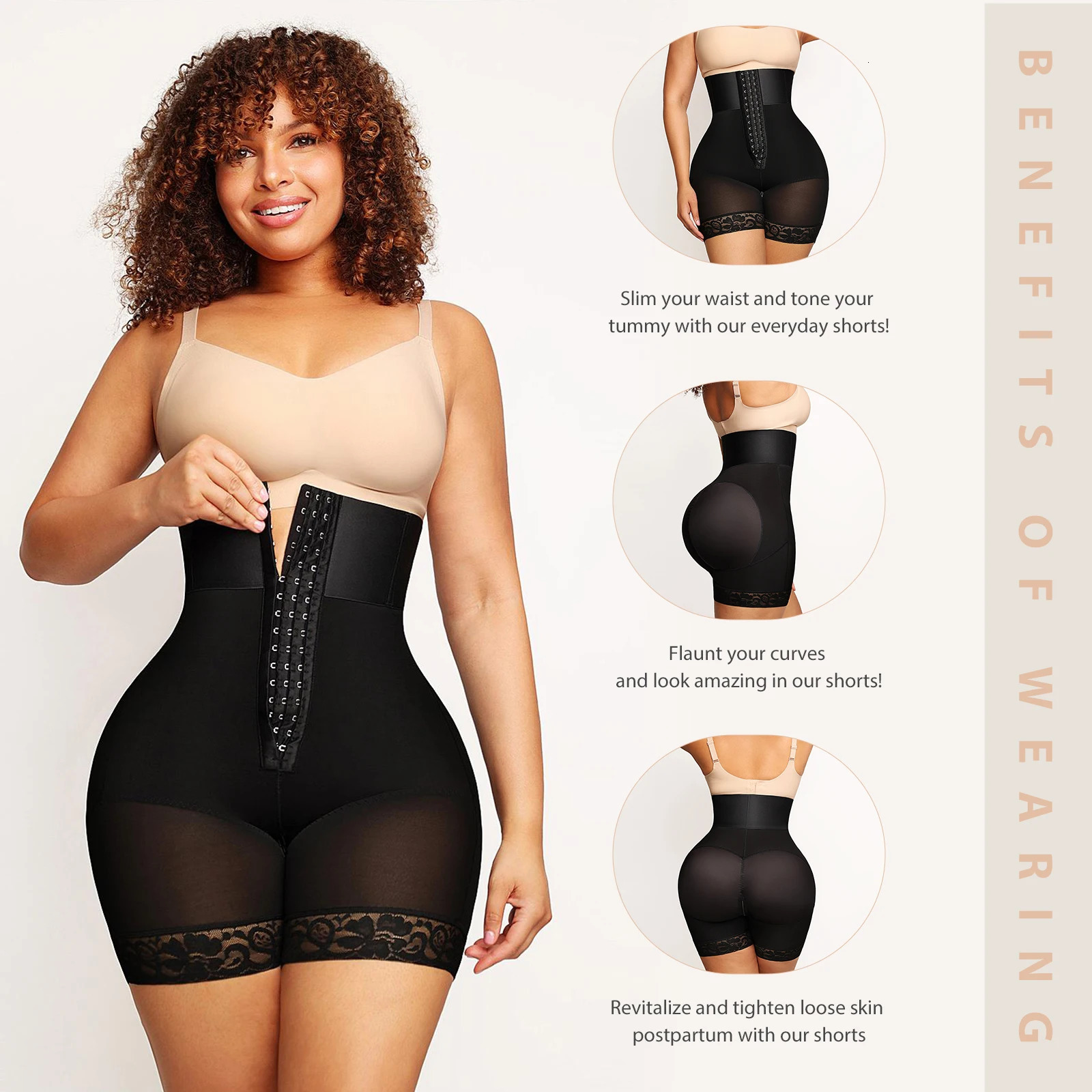 Bandage High Waisted Body Shaper Shorts Shapewear for Women Tummy Control Thigh Slimming Slip Shorts Butt Shapewear 241225