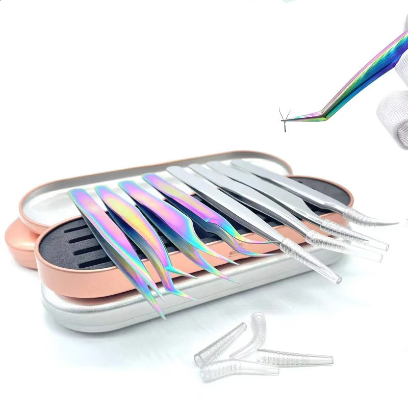 4PCS Precision False Lash Tweezers Individual Curved Strip Eyelash Extensions Tools Eyebrow Hair Clip Tongs Nail Makeup Supplies 241223