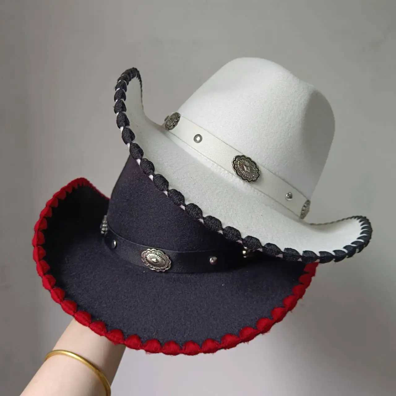 New denim hat knitted edge European and American jazz hat mens and womens jazz denim hat winter climbing hat W241225