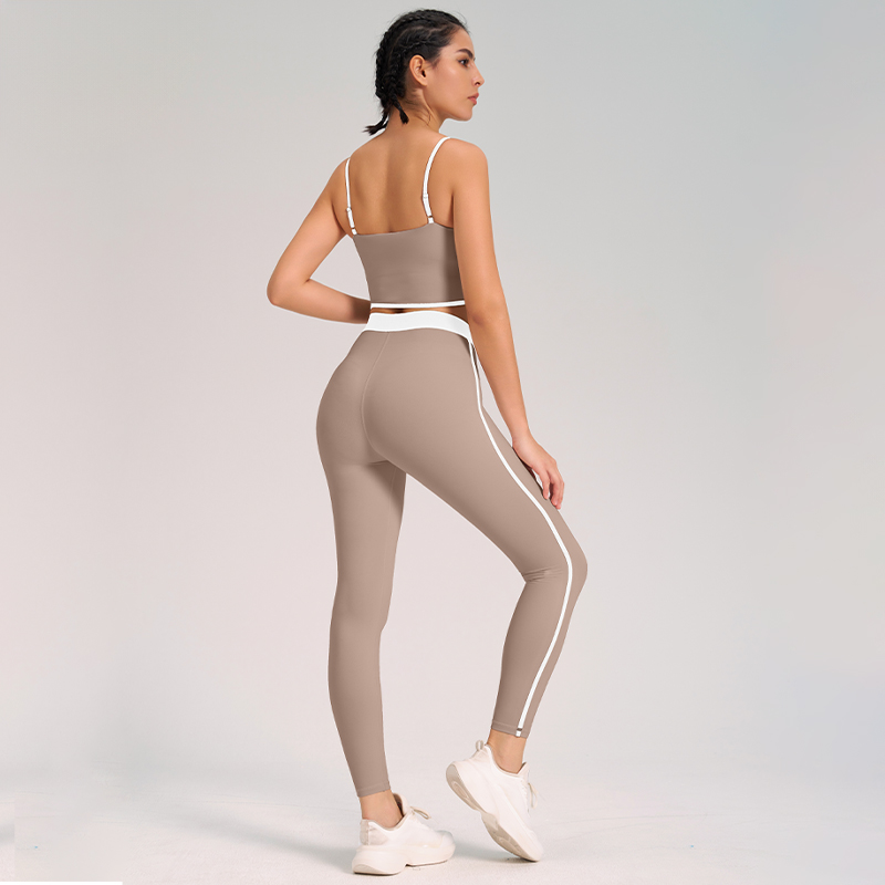 FEMME FINESS Exercise Yoga Suit Two Piece Nude Feeling Reversible Brushed Outdoor Running Fitness Sling Yoga Wear